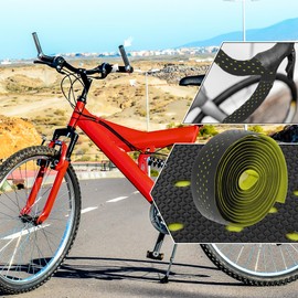 BULLSPANN 1 Pair Bicycle Handlebar Tapes, Cork Bicycle Handlebar Tapes, Bicycle Handlebar Tape, EVA Bicycle Handlebar Wrap for Road Bike, Mountain Bike, Yellow