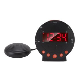 Vibrating Alarm Clock with Bed Shaker, 113 Db Alarm Clock for Heavy Sleepers Deaf Hearing Impaired, Digital Clock with Red Alarm Light, Large LED Display, for Adults Kids