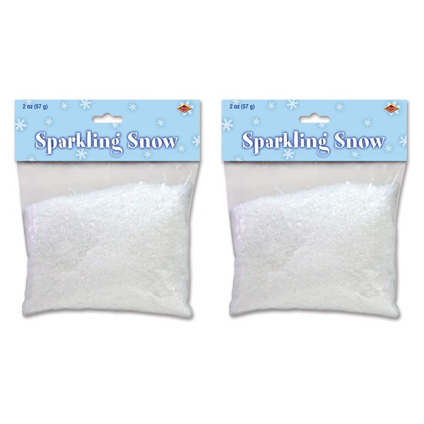 Beistle Sparkling Fake Artificial Plastic Snow 4 Ounces for Decoration and Crafts Christmas Décor Winter Party Supplies, White