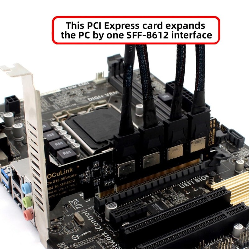 chenyang 4 Port Oculink to PCIe 4.0 X16 Adapter,SFF-8611/8612 to