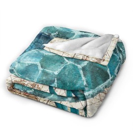 Abucaky Sea Turtle Ocean Animal Landscape Fleece Throw Blanket Ultra Soft Cozy Decorative Flannel Blanket All Season for Home Bed Couch Chair Travel 50x40in