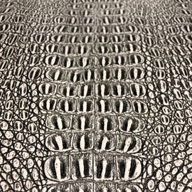 Alligator Fabric, Soft Textured Crocodile Vinyl Faux Leather, Gator Skin Embossed Upholstery DIY Craft and Clips Pleather Sheets – Individual 1 Yard Cut 36”x54” (Black/White Print)