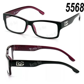 Mens Women Clear Fake Lens Square Frame Eye Glasses Designer Fashion Two Tone RX - Color: 5568 Black/Purple