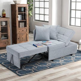 EROMMY 【Springtok】EROMMY Sleeper folding Lounge Chair Bed 3-in-1 Convertible Futon, Modern Design Multi-Functional Adjustable Reading Sofa Couch Bed with Linen Fabric, Interior ,Living Room Ergonomic Storage Furniture Minimal Recliner - Color: Style B (G