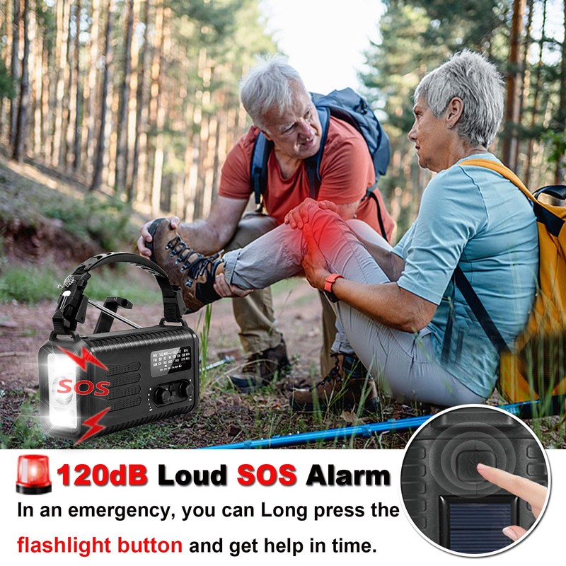 20000mAh/ 74000mWh Emergency Weather Radio, AM/FM/NOAA Solar Hand Crank Radio,