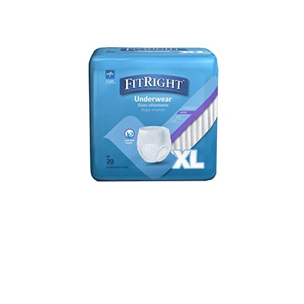 FitRight Super Protective Incontinence Underwear, Maximum Absorbency, XL, 56 to 68", 20 Count