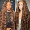 Highlight Ombre Deep Wave Lace Closure Wigs 5x5 Hd Lace