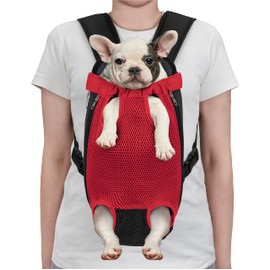 PetAmi Dog Carrier Backpack, Adjustable Dog Pet Cat Front Carrier Backpack | Ventilated Dog Chest Carrier for Hiking Camping Travel, Sling Bag for Small Medium Dog Cat and Puppies, Large, Red