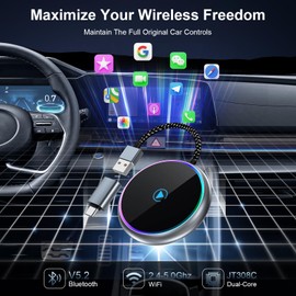 CYIAMJLU 2-in-1 Carplay Wireless Adapter with Fast, Convert Wired Android Car to Wireless, Super Fast & Stable, Mini Wireless Android Car Adapter for Carplay & Android Car