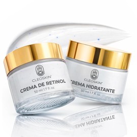 CLEOSKIN Kit Da y Noche Crema cido Hialurnico  Crema Retinol 0.3 - Tratamiento Antiedad 24h Hidratacin y Renovacin Celular, 2 x 50ml