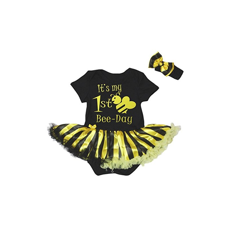 Petitebella It's My 1st Bee Day Body con tutú a
