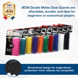 BCW Deck Guard - Double Matte Green Card Sleeves | Acid-Free, Archival-Safe, No PVC | Anti-Glare Matte Finish | Fits Standard 2½" x 3½" Game Cards | Durable Deck Protector Sleeves | 50 Ct