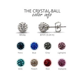 CERASILVER Luxurious Czech Stone Crystal Ball Stud Earrings Set for Women (Medium Set) (peach,lightpink)