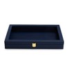 Oirlv Premium Blue Leather Flat Jewelry Tray with Acrylic Lid