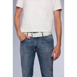 Camp David Men's Belt with Grained Look - White Plain, size: 95