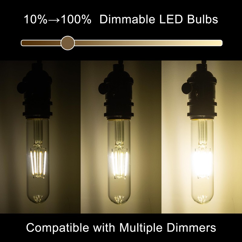 runquiz T10 Tubular Led Bulbs 60w Equivalent, Dimmable 5.25 Inch