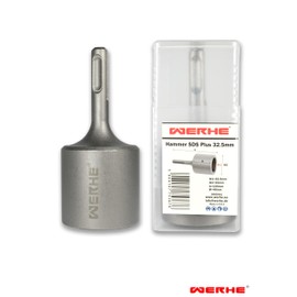 WERHE SDS Plus Ground Nail Driver 32.5 mm Inner Diameter - Heavy Duty Steel for Deep Soiling and Ground Rods - Compatible with Hammer Drills - Professional Quality for Electrical Installations