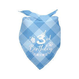 Dog Birthday Bandana 4th Birthday Bandana Plaid Blue Dog Bandana Pet Lover Gifts 4th Birthday Party Decoration