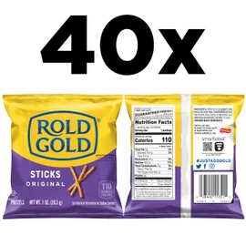 Rold Gold Pretzels, Sticks, 1 Ounce (Pack of 40)