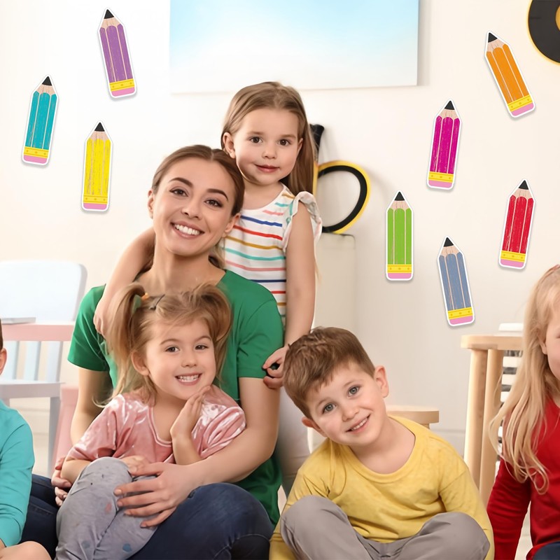 Vuzvuv 48Pcs Pencil Paper Cutouts with 100Pcs Glue Points,Pencil Cut