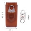 AMANCY Premium 3- Finger Brown Leather Cigar Case, Cedar Wood