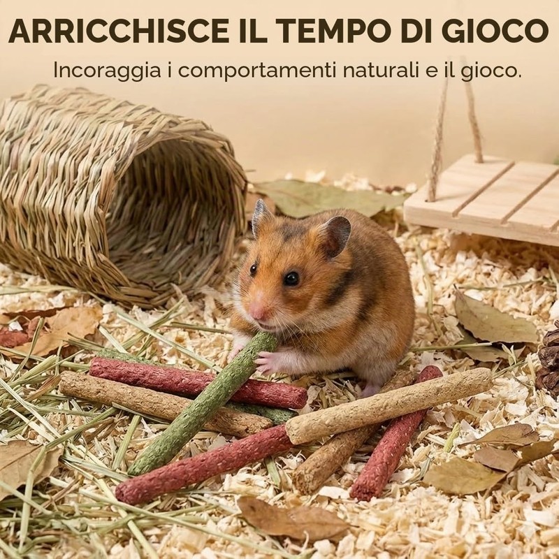 YIPFEN 20 Giocattolo da Masticare per Conigli Bastoncini di Fieno
