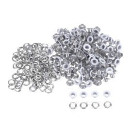 Kozelo Grommets Kit 200set-[4mm 1/6" Hole] Metal Eyelets Grommet Tool for Shoes Clothes DIY Project Use, Tiny Grommet, White
