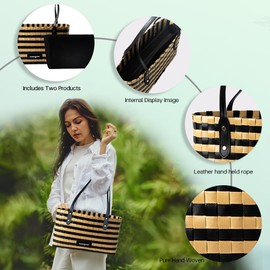 cocoglow Women's woven bag，PP eco-friendly bag,Trendy Travel Bag，Top-Handle，Women's Hobo Handbags