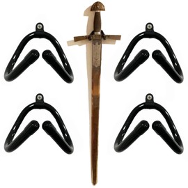 Pmsanzay 4 Pack Mini Adjustable Wall Mount Hook Display Hanger Rack - Strong & Flexible, Fits Every Shape and Size. For Sword, Dagger, Axe, Broadsword, Keyblade, etc.
