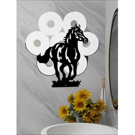 Western Horse Toilet Tissue Holder,Animal Paper Holders,Decorative Metal Papers Holder,Funny Toilet Animal Storage for Bathrooms,Bathroom Paper Organizer for Extra 8 Rolls Wall Mounted Art Decor
