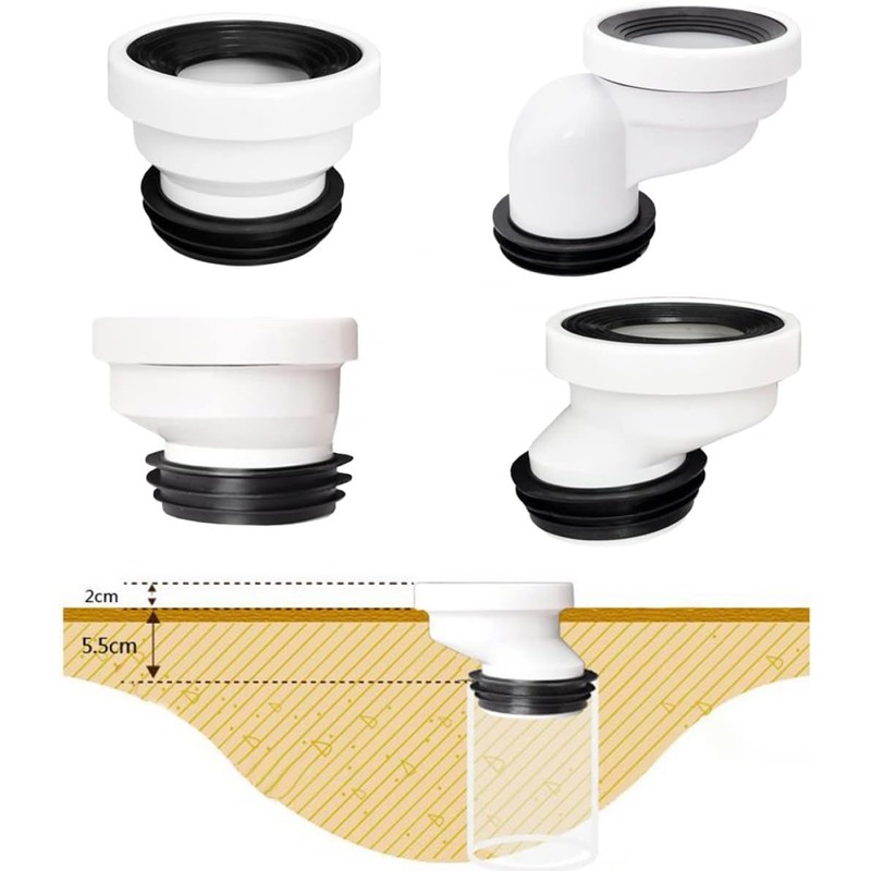 ieron 2cm Offset Toilet Connection Pipe, Plastic Excentric Angled Rigid