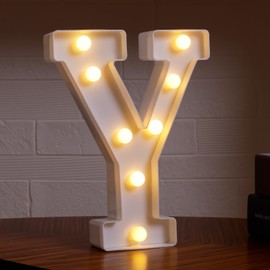 DyingSwan Led Light Up Letters, 26 Alphabet Marquee Letter Lights, Small Letters with Lights, Battery Powered Letter Sign Lights for Party, Table, Wall Decor (Letter Y, Warm White)