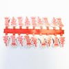 Christmas Card Holder 18 Novelty Pegs and Red Ribbon -