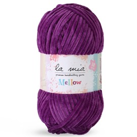 1 hilo de chenilla de la Mia Mellow para tejer y tejer ropa de bebé, mantas y accesorios, 100% poliéster, 100 gr (3.5 oz) / 115 m (125 yardas), morado - 940