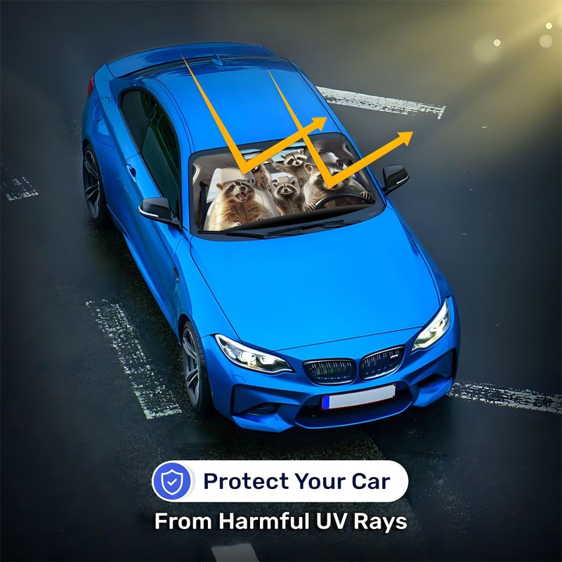 GENANY Raccoon Family Windshield Sun Shade for Car SUV Truck