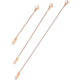 Altitude Boutique 18k Rose Gold Plated Necklace Extenders | Delicate Necklace Extender Chain Set for Women | 3 Piece Hypoallergenic Extender Set, Extensions 5cm, 10cm, 15cm (Rose Gold)