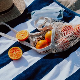 MOMOMUS Beach Towel Cotton - 100% Velour Cabana Stripes, Ultra Absorbent - Beach Towel Large Bath Towel Beach Towel Large Beach Towel for Swimming Pool - Blue, 90 x 180 cm