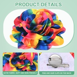 M METERXITY Extra Large Rose Flower Brooches, 7.87 Inch Lapel Pins Dainty Satin Fabric Big Camellia Oversized Brooch Pin for Women Wedding/Dance/Clothes/Accessories[20cm, Muticolor]