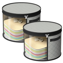 Veki 2pack Clear Hat Organizer for Closet, Hat Boxes for Women Storage With Dustproof Lids, Hat Box for Travel and Storage, Cowboy Hat, Stackable Round Brim Hats Organizer Bag Container (Pure Gray)