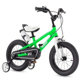 RoyalBaby Boys Girls Kids Bike 12 Inch BMX Freestyle 2 Handle Brakes Toddler Beginner Bicycles with Training Wheels Children Bicycle Green