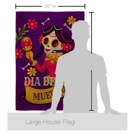 Breeze Decor Lady Dia De Muertos Burlap House Flag Eagle Set Fall Day of Dead Los Fiesta Mexican Party Autumntime Decoration Banner Small Garden Yard Gift Double-Sided, Made in USA