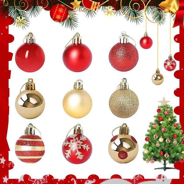 CZMAO Plastic Christmas Baubles Set, 50 Pieces 4 cm Christmas