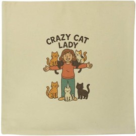 Azeeda 40cm x 40cm 'Crazy Cat Lady Feline Friends' Canvas Cushion Cover (CV00043865)