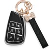for Chevy Key Fob Cover - Soft TPU Protection Case with Keychain for 2021-2025 Chevy Suburban Tahoe GMC Yukon Denali Silverado Buick Enclave Smart Remote Key Shell （6 Buttons Black