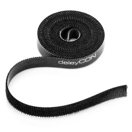 deleyCON 2 m Velcro Cable Ties Velcro Tape Roll 10 mm Wide Cable Management Cable Organiser Velcro Cable Tie Velcro Can Be Cut to Size Black