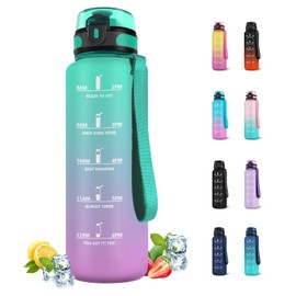 Water Bottle, 1.5 Litres, Sports Water Bottle with Filter, Water Bottle with Time Marking, Water Bottle with Motivational Slogan, for Fitness, Outdoor, Hiking, Camping, Yoga, Running