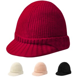Gajaous Women Winter Knit Hats with Visor Brim, Slouchy Warm Beanie Cap Snow Ski Caps for Men