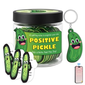 60 Positive Cards Jar with Pickle NFC Keychain, Affirmation Cards For Women, Gift Idea For Dad From Daughter Son, Emotional Support, Unique Birthday Gifts for Women, Gifts for Teen