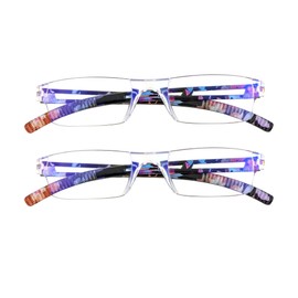 VisionGlobal 2 Pairs Reading Glasses, Blue Light Blocking Glasses, Computer Reading Glasses for Women and Men, Fashion Square Eyewear Frame (2blue floral,+1.25 Magnification)