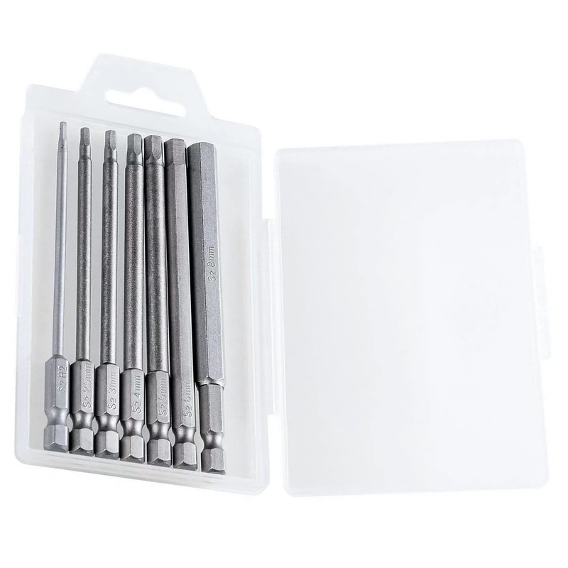YUHIAKE Hex Bit Set Long 7-Piece Magnetic Hexagon Head Bit